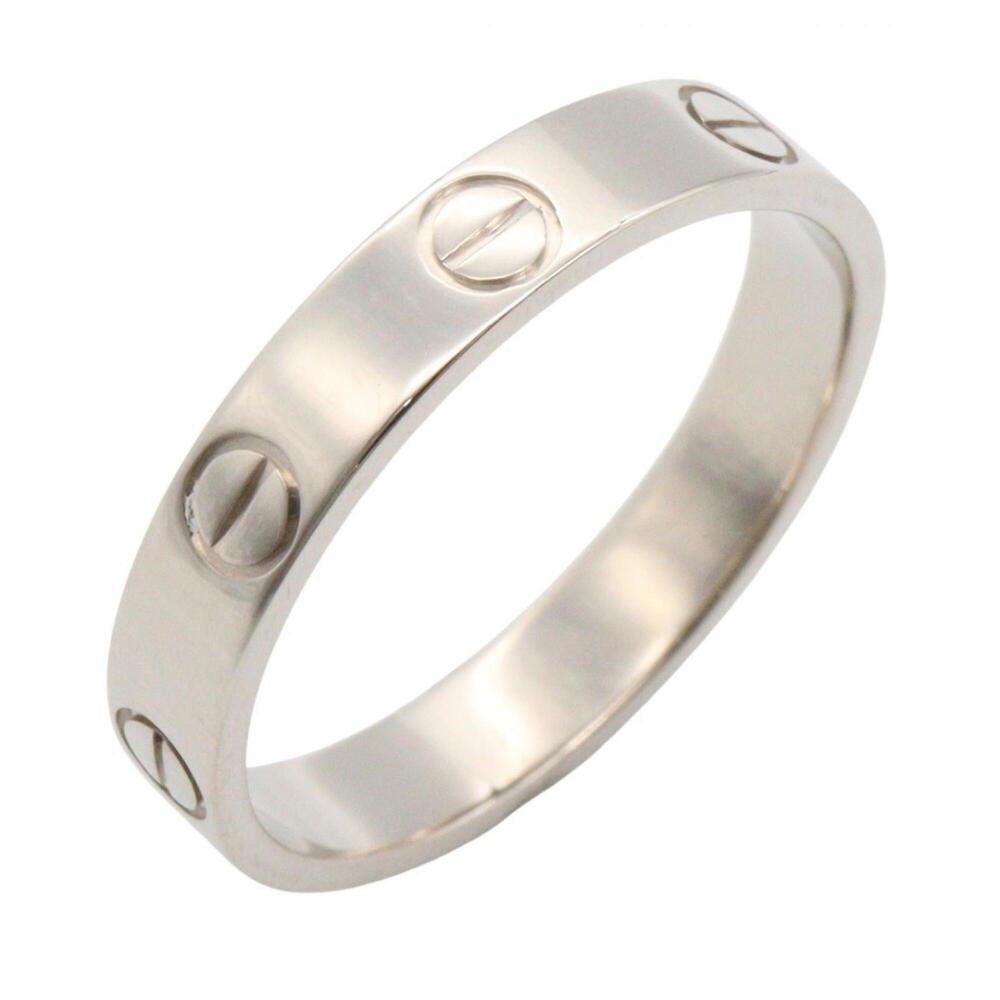 Cartier Mini Love Ring, 18K White Gold (18KWG), Women's, Silver Tone, B4085153